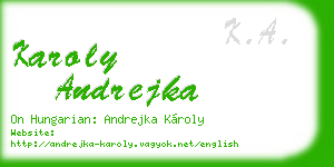 karoly andrejka business card